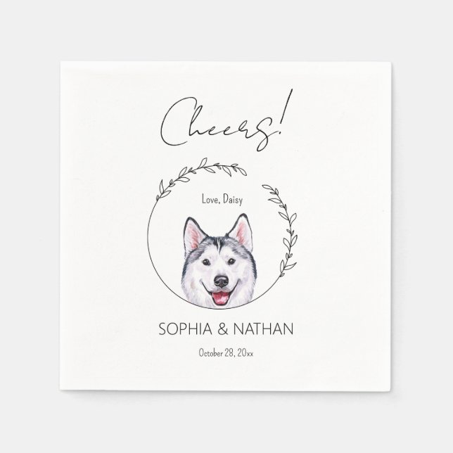 Servilleta De Papel Sencilla Husky Dog Boda Cocktail Napkins (Anverso)