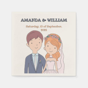 Servilleta De Papel Sencilla Ilustración de Esposos de Dibujos Animado