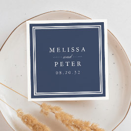 Servilleta De Papel Sencilla Marina y Boda Blanco