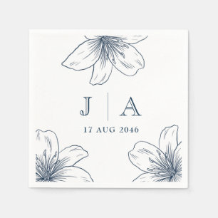 Servilleta De Papel Sencilla Moda de flor azul de la Marina moderna Bo