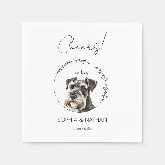 Servilleta De Papel Sencilla Schnauzer Dog Boda Cocktail Napkins (Anverso)