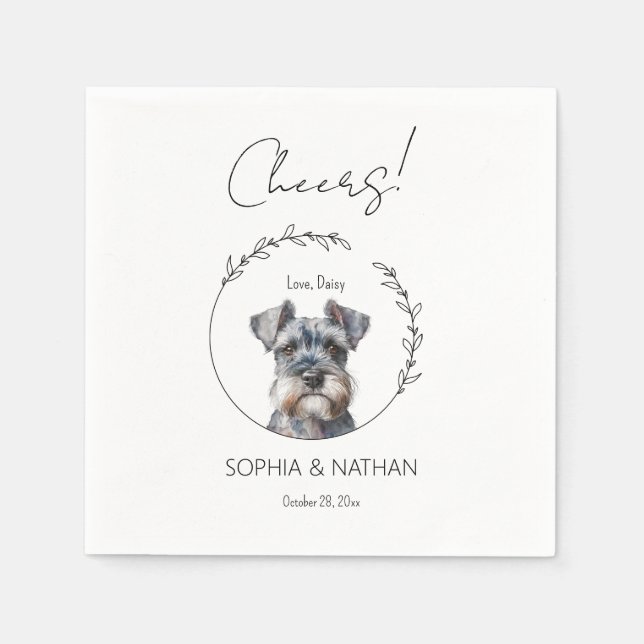 Servilleta De Papel Sencilla Schnauzer Dog Boda Cocktail Napkins (Anverso)
