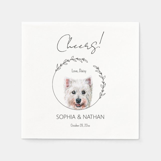Servilleta De Papel Sencilla Westie Dog Boda Cocktail Napkins (Anverso)
