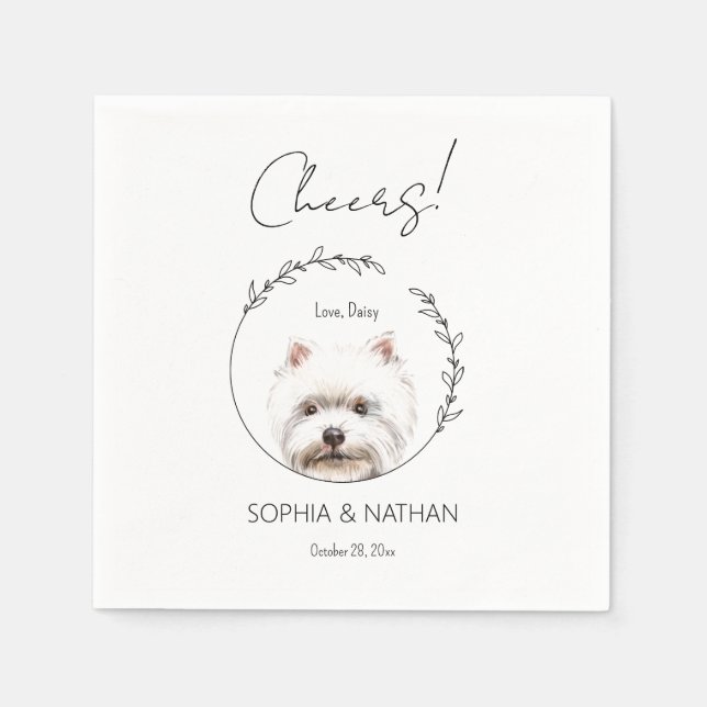 Servilleta De Papel Sencilla Westie Dog Boda Cocktail Napkins (Anverso)