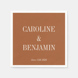 Servilleta De Papel Sencilla y elegante boda personalizada Terracotta
