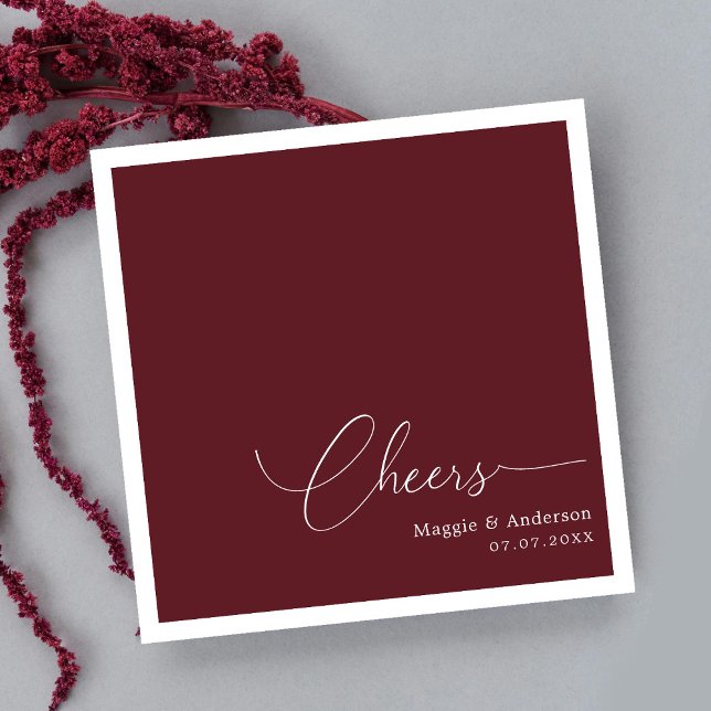 Servilleta De Papel Sencillamente Elegante: Alegría Boda personalizada (Simply Elegant: Personalized Wedding Cheers Napkins)