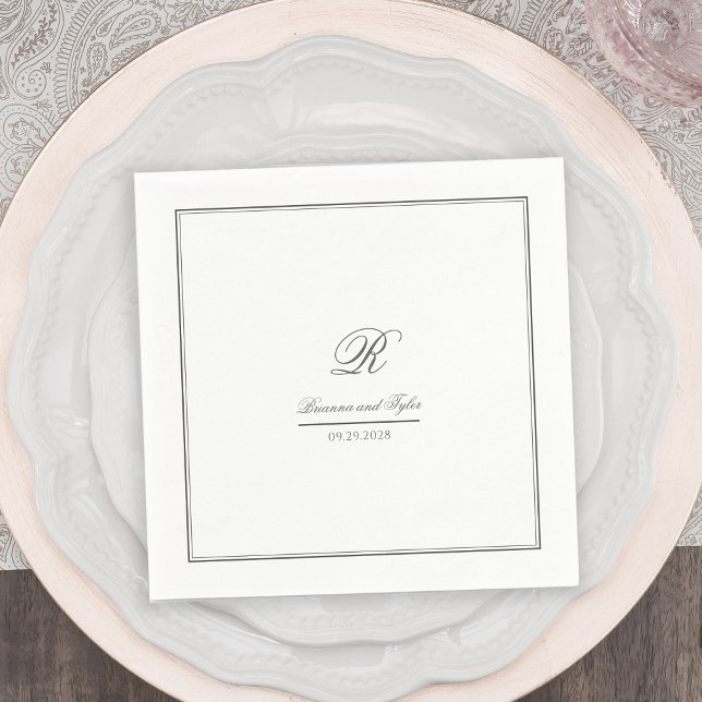 Servilleta De Papel Sencillamente Elegante Boda Clásico Monograma Napk (Subido por el creador)