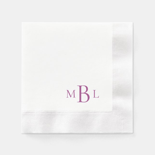 Servilleta De Papel Sencillamente Elegante Cocktail Monograma (Anverso)