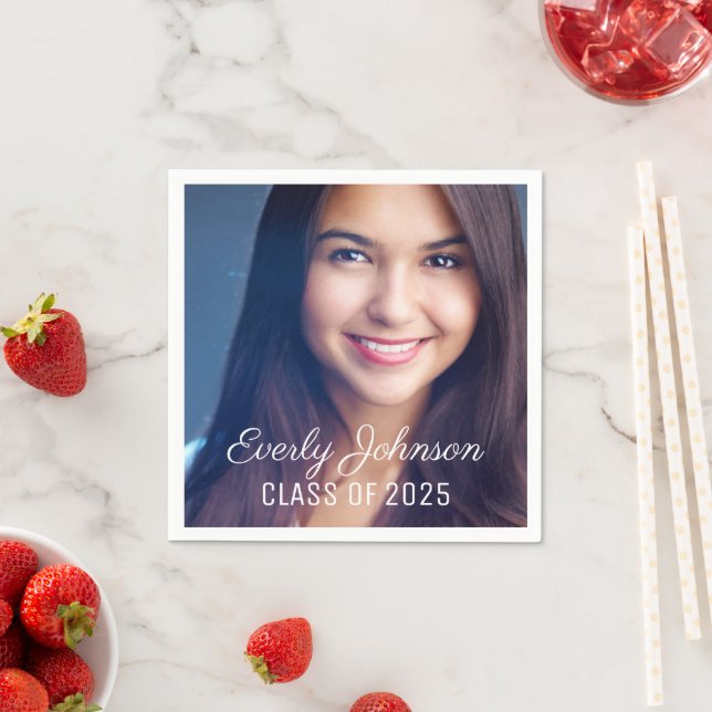 Servilleta De Papel Sencillamente Elegante Graduación de Foto con Guió (In situ)