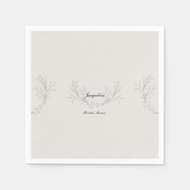 Servilleta De Papel Sencillamente Elegante Script Cream Bridal Shower  (Anverso)