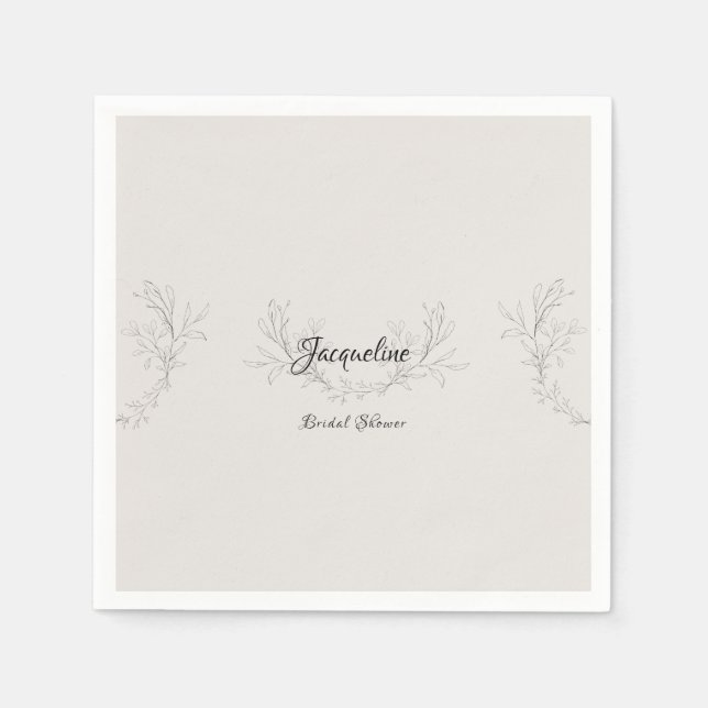 Servilleta De Papel Sencillamente Elegante Script Neutral Bridal Showe (Anverso)