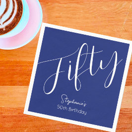 Servilleta De Papel Sencillamente moderna marina azul 50 cumpleaños