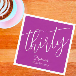Servilleta De Papel Sencillamente moderno guión rosa oscuro 30 cumplea