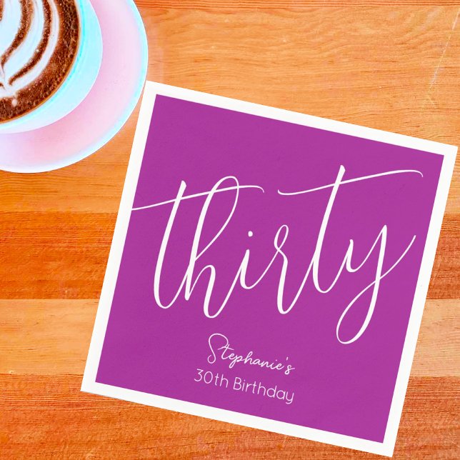 Servilleta De Papel Sencillamente moderno guión rosa oscuro 30 cumplea (Subido por el creador)