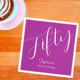 Servilleta De Papel Sencillamente moderno guión rosa oscuro 50 cumplea