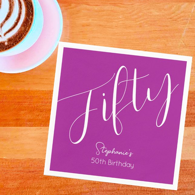 Servilleta De Papel Sencillamente moderno guión rosa oscuro 50 cumplea (Subido por el creador)