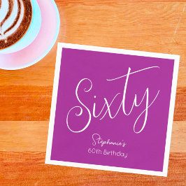 Servilleta De Papel Sencillamente moderno guión rosa oscuro 60 cumplea