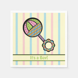 Servilleta De Papel Sencillamente Sweet Rattle Baby Shower Napkins