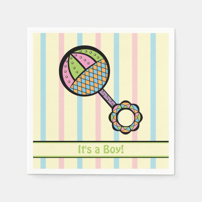 Servilleta De Papel Sencillamente Sweet Rattle Baby Shower Napkins (Anverso)
