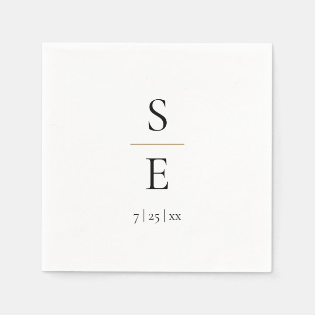 Servilleta De Papel Sencillas Bodas monogramas simples y elegantes (Anverso)