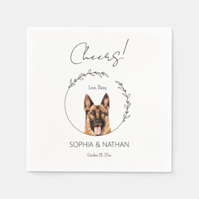 Servilleta De Papel Sencillas de cóctel de Boda Shepherd alemán simple (Anverso)