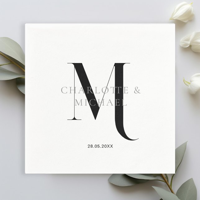 Servilleta De Papel Sencillas toallas simples, elegantes y monográfica (Customer specific, simple, elegant, royal, monogram wedding napkins.)