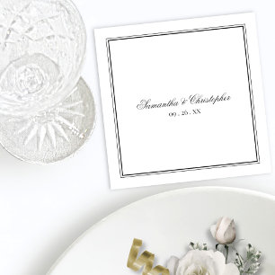 Servilleta De Papel Sencillez Elegancia Bodas en Guión Blanco y Negro