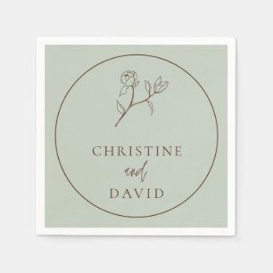 Servilleta De Papel Sencillo Boda bohemio Sage Floral Green