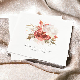 Servilleta De Papel Sencillo Boda de Bouquet floral rojo y blanco