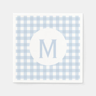 Servilleta De Papel Sencillo Denim Blue Gingham Monograma