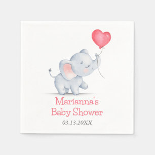 Servilleta De Papel Sencillo Elefante y Globo con Corazón Baby Shower
