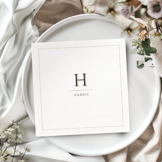Servilleta De Papel Sencillo Elegante Moderno Lujoso Monograma Familia (Simple Elegant Modern Classy Luxe Family Monogram Napkins)