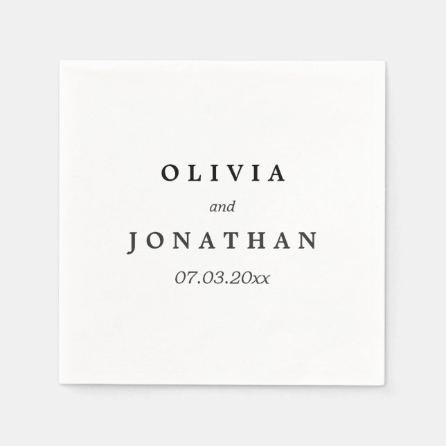 Servilleta De Papel Sencillo elegante | Napkins Boda clásico (Anverso)