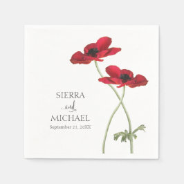 Servilleta De Papel Sencillo elegante rojo Floral Sage Verde Botánico