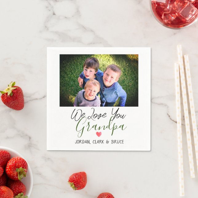 Servilleta De Papel Sencillo Feliz día del padre, abuelo dos foto   (In situ)