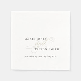 Servilleta De Papel Sencillo guión elegante Boda blanco y negro