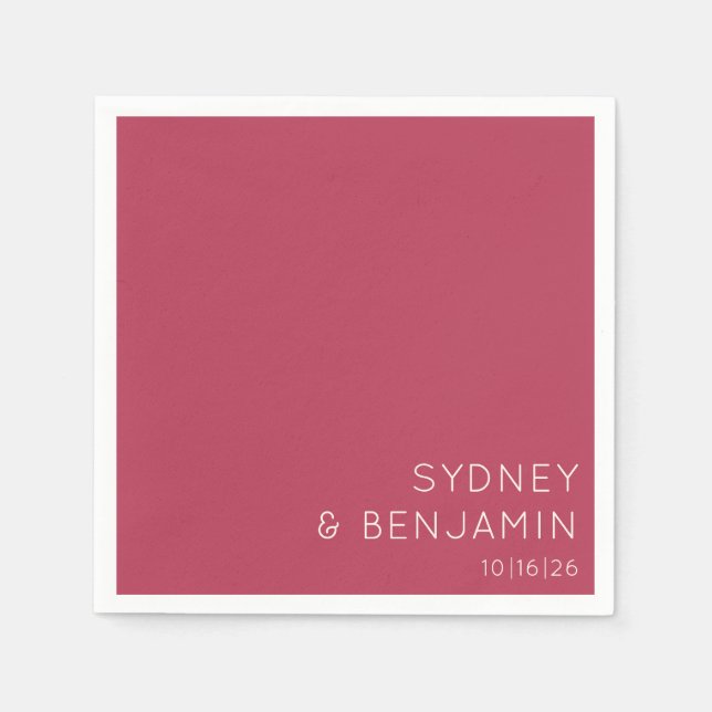 Servilleta De Papel Sencillo Moderno Minimalista Magenta Boda Personal (Anverso)