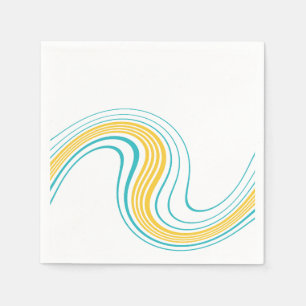 Servilleta De Papel Sencillo Swirl - Turquesa y Amarillo