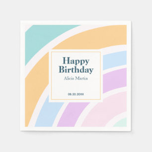 Servilleta De Papel Sencillo y moderno Pastel Rainbow Happy Birday