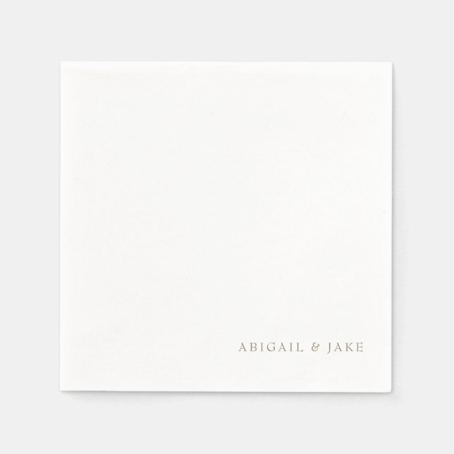Servilleta De Papel Sencillo y moderno texto dorado Nombres Bodas Napk (Anverso)