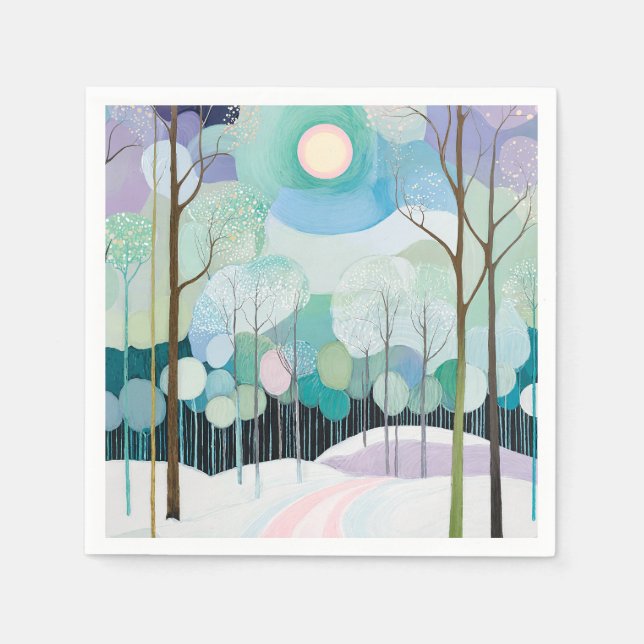 Servilleta De Papel Sendero bajo la luna pastel (Anverso)