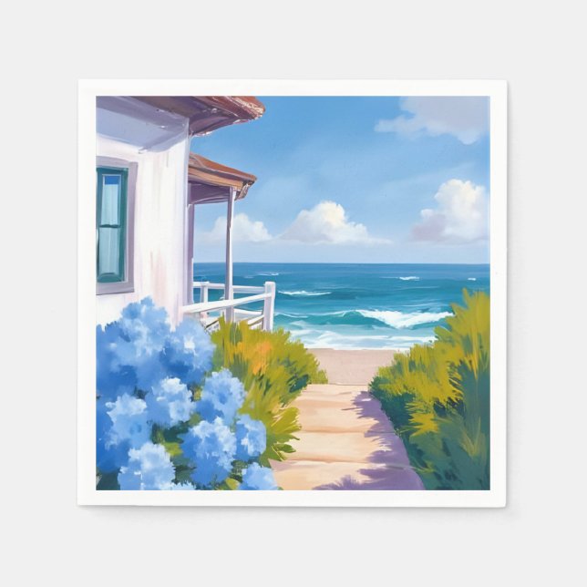 Servilleta De Papel Sendero de la playa de Cape Cod | Pintura costera  (Anverso)