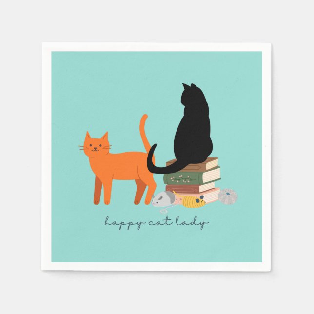 Servilleta De Papel Señora Gatos Felices (Anverso)