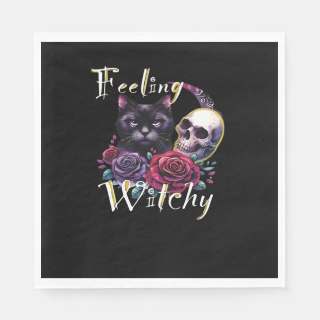 Servilleta De Papel Sensación de camiseta clásica de gato negro picant (Anverso)