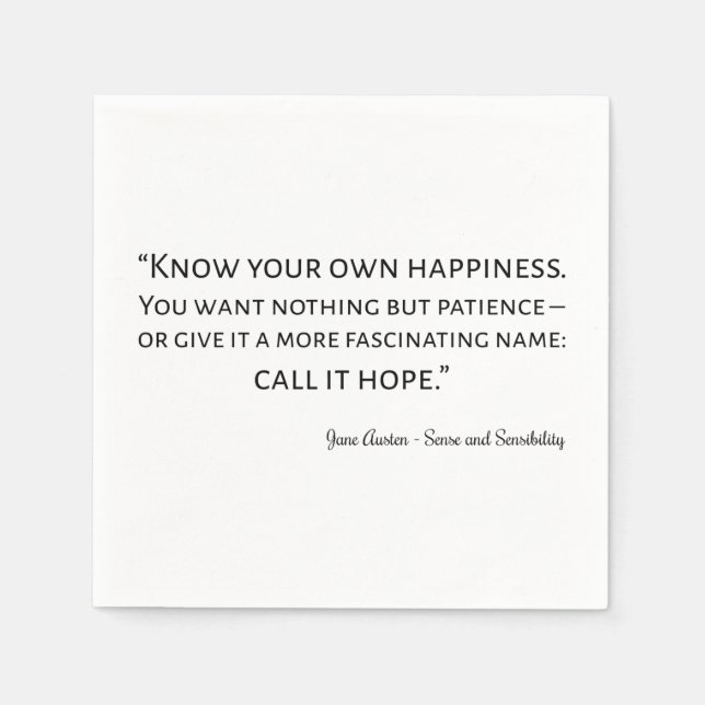 Servilleta De Papel Sense And Sensibility Quote I (Anverso)