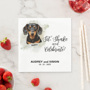 Servilleta De Papel Sentarse, agitar y celebrar boda de perro salchich