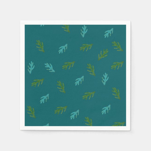 Servilleta De Papel Sentimiento de un bosque - Twigs de mojigato verde (Anverso)