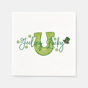 Servilleta De Papel Sentirse Afortunado Día de San Patricio Herradura