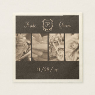 Servilleta De Papel Sepia Biker Boda Fotos Personalizado Papel