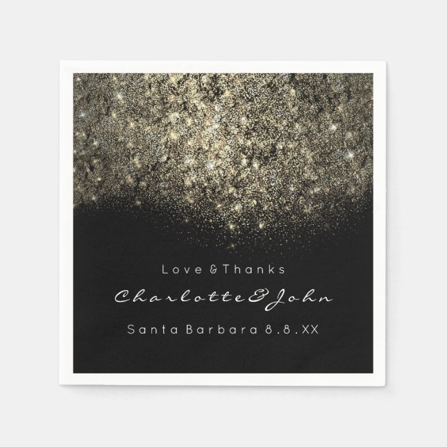 Servilleta De Papel Sepia Gold Purpurina Black White Confetti Sequin (Anverso)
